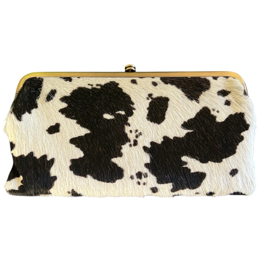 HOBO Black and White Cowhide Frame Clutch
